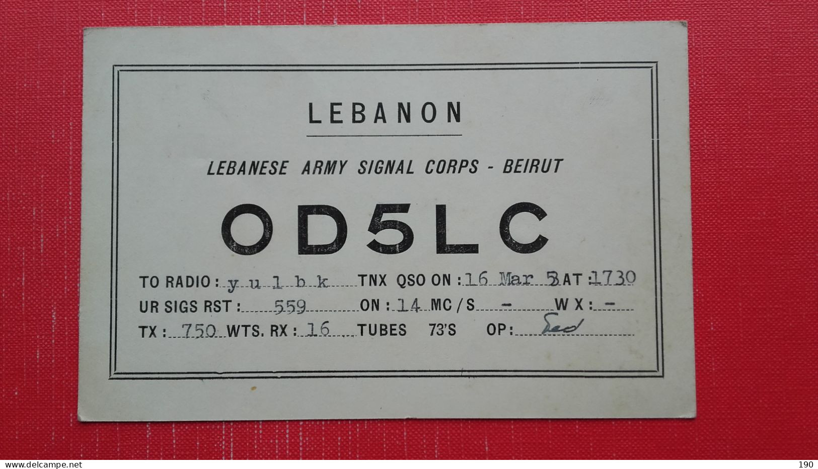 Lebanon.Lebanese Army Signal Corps-Beirut - Radio