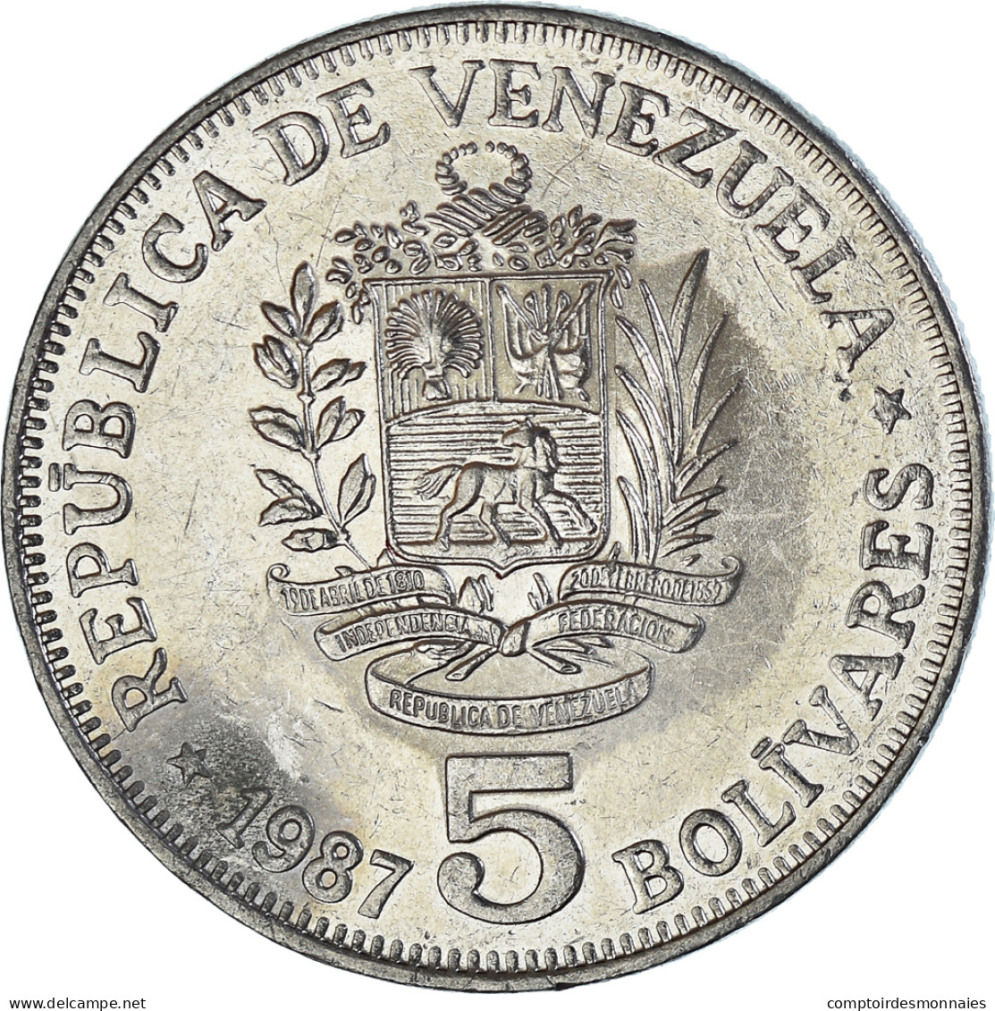 Monnaie, Venezuela, 5 Bolivares, 1987 - Venezuela