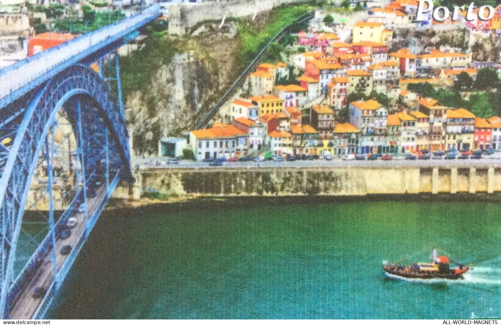 Porto Duoro River Bridges Boat City Vew Portugal Souvenir Fridge Magnet - Magnetos