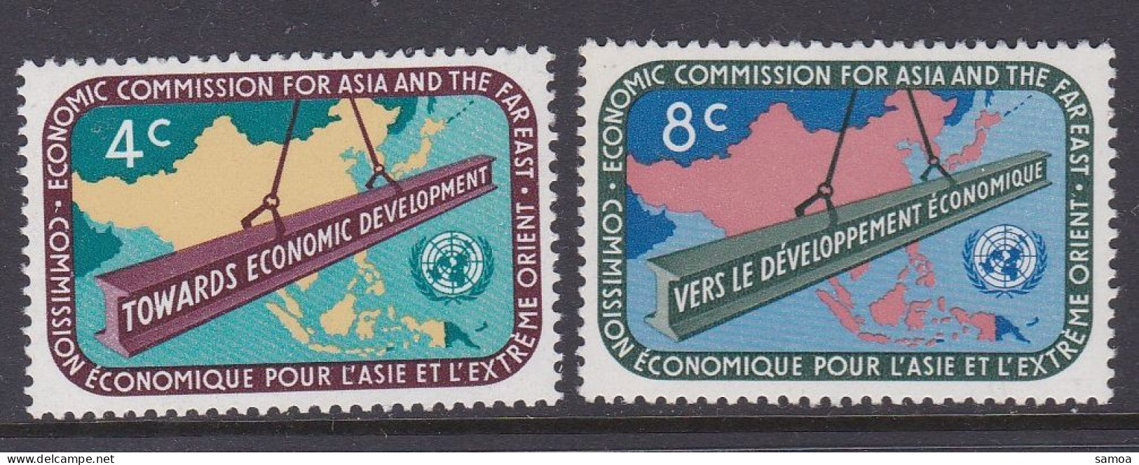 NU New York 1960 76-77 ** Carte Asie Commission économique Pour L’Asie Et L’Extrême-Orient - Unused Stamps