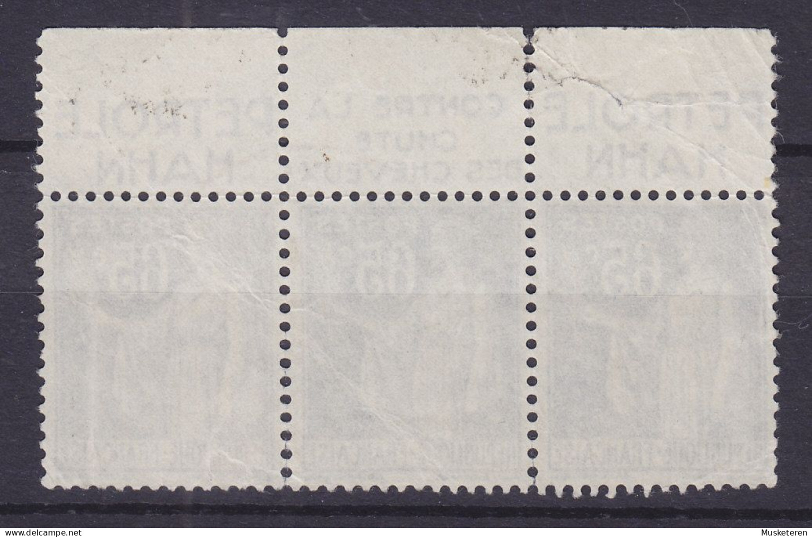 France Mi. 365, Paix Avec Bande Pub. 'Petrole Hahn & Contre La Chute Des Cheveux' 3-Stripe (2 Scans) - Used Stamps
