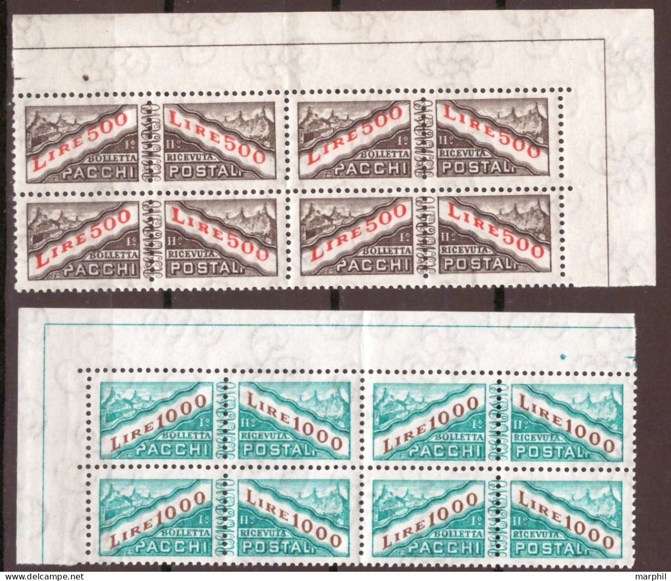 San Marino 1965 Pacchi Postali UnN°46/47 Block X4 MNH/** Vedere Scansione - Paketmarken