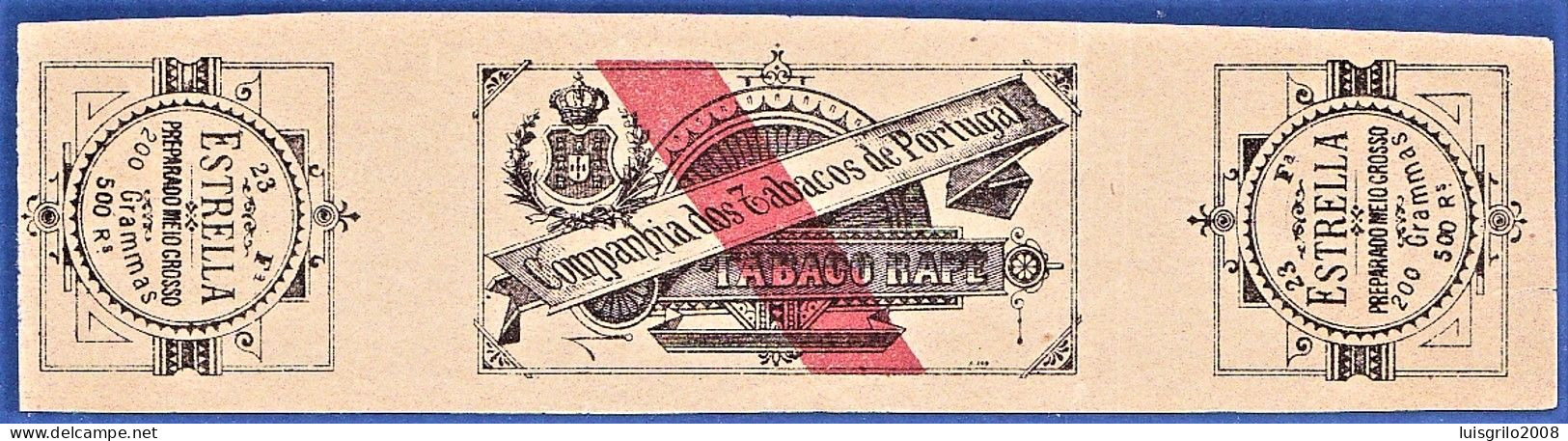 Portugal 1880/ 99 - LABEL RAPÉ TOBACCO -|- ESTRELLA, Tabaco Rapé - Companhia Dos Tabacos De Portugal - Tabaksdozen (leeg)