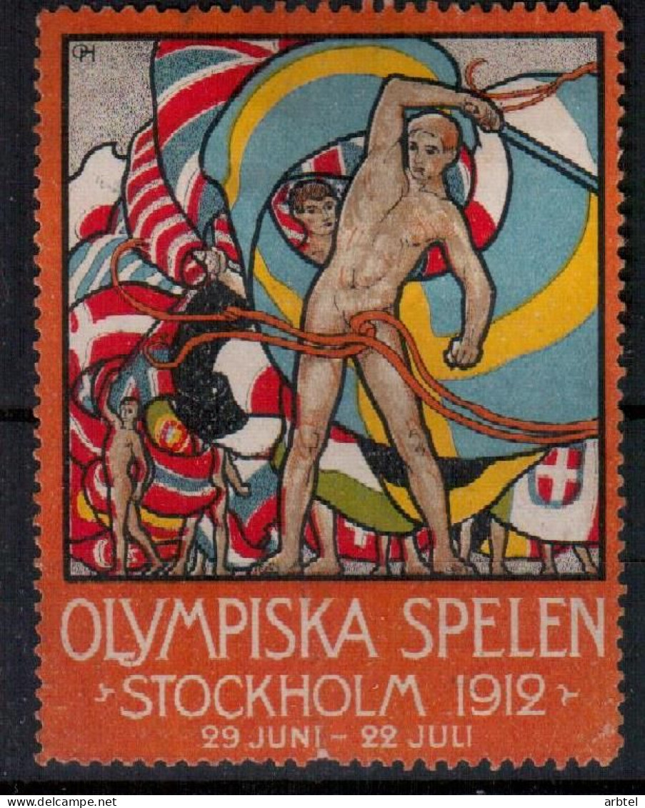 SWEDEN OLYMPIC STOCKHOLM GAMES 1912 POSTER STAMP OLYMPISKA SPELEN - Verano 1912: Estocolmo