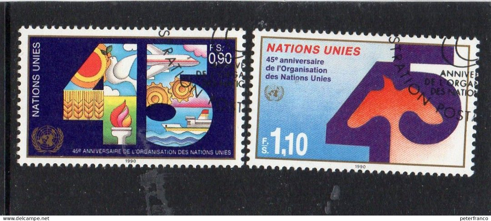 1990 Nazioni Unite - Ginevra - 45° Ann. Delle Nazioni Unite - Used Stamps