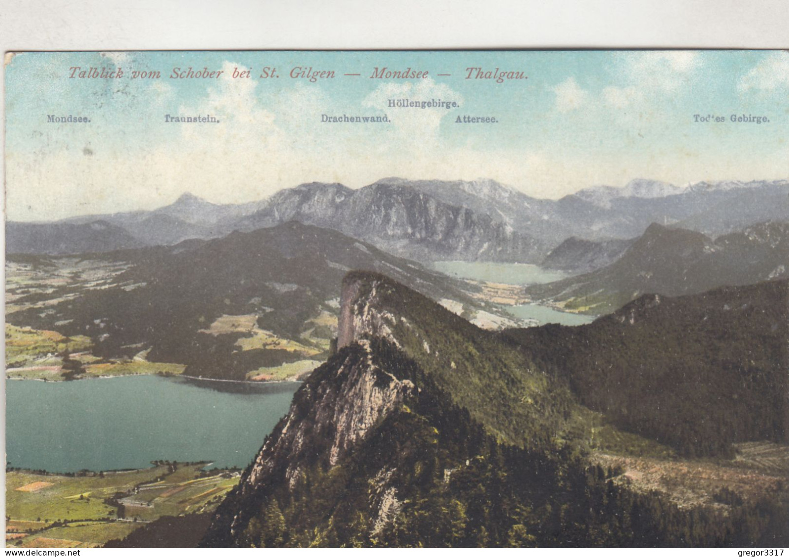 D2950) Talblick Vom SCHOBER Bei ST. GILGEN - Mondsee - THALGAU - Mit Bergwelt 1913 Gel. Bad Ischl - St. Gilgen