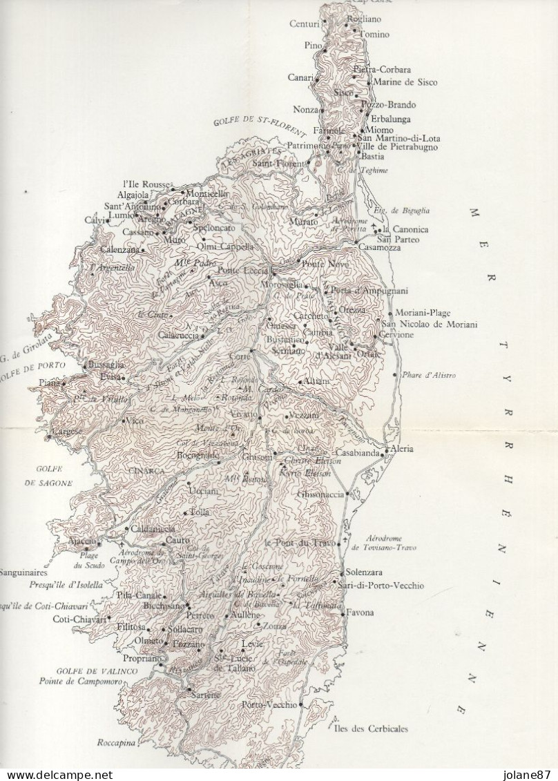 PLAN GEOGRAPHIQUE DE LA CORSE    37.5 X 24.5 CM - Other Plans