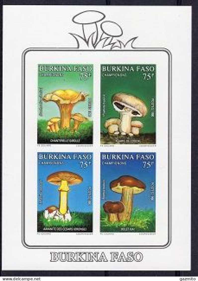 Burkina Faso 1990, Mushrooms, 4val In BF IMPERFORATED - Burkina Faso (1984-...)
