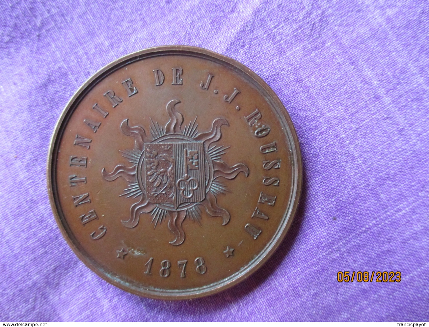 Suisse: Médaille Souvenir Du 100e Anniversaire De La Mort De J.J. Rousseau - Genève 1878 - Professionals / Firms