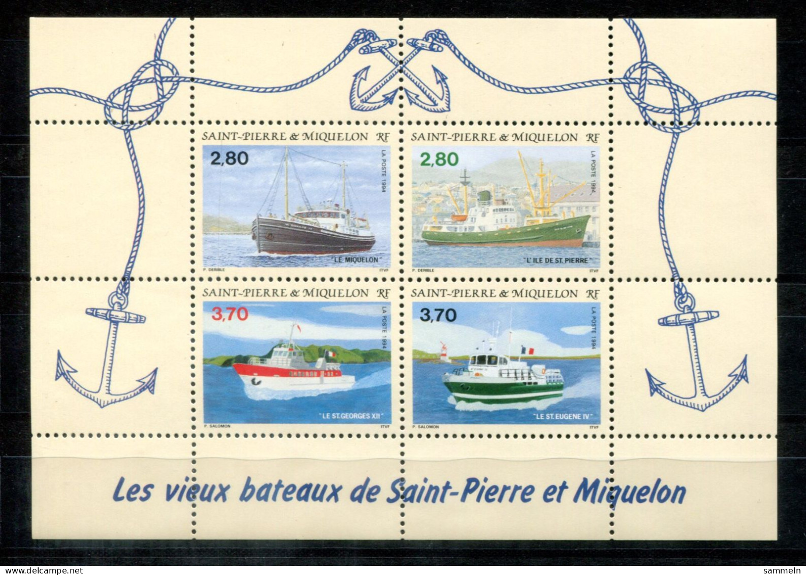 SAINT PIERRE & MIQUELON Block 3, Bl.3 Mnh - Schiffe, Ships, Bateaux, Anker, Anchor, Ancre - Blocks & Kleinbögen