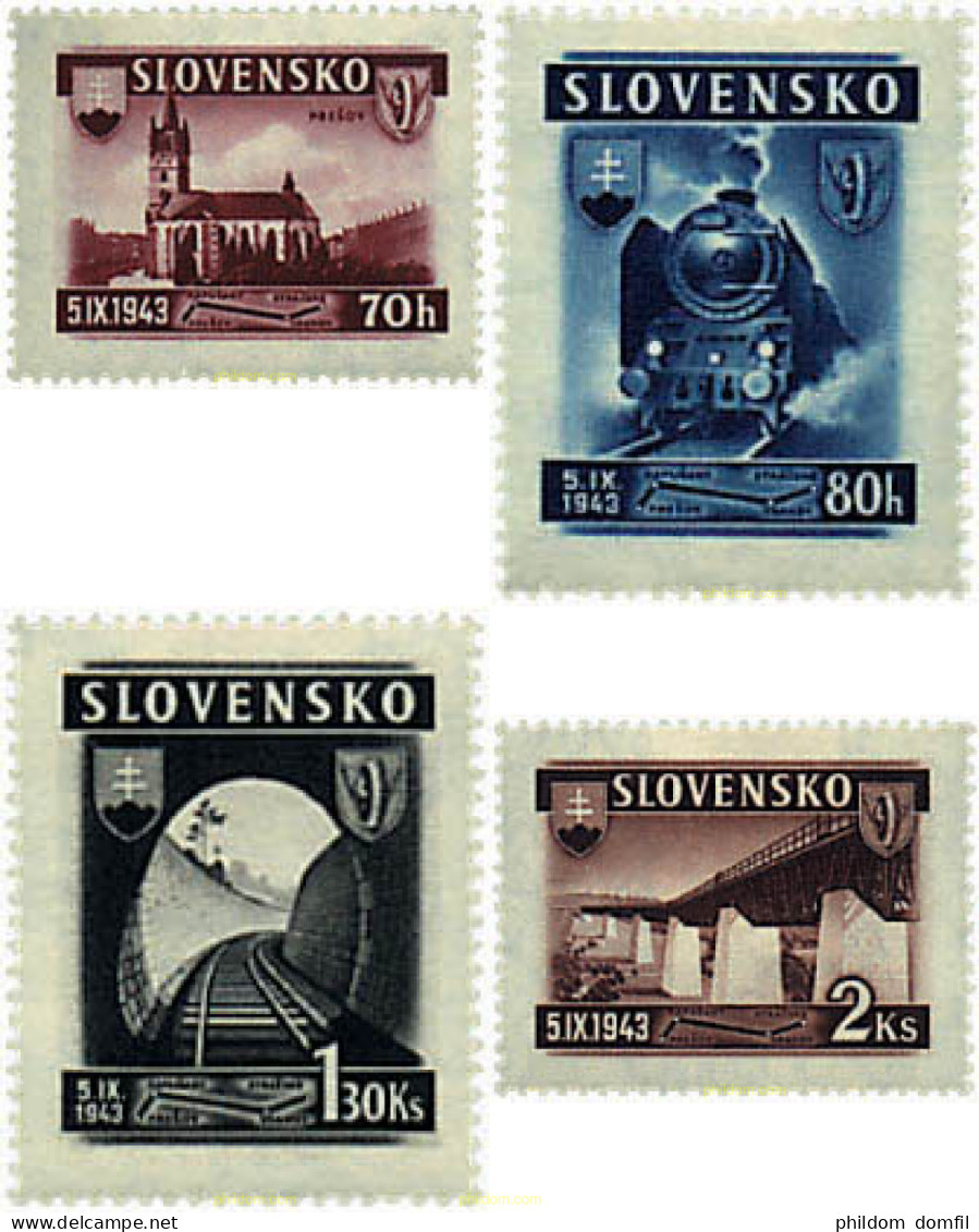 58936 MNH ESLOVAQUIA 1943 INAUGURACION DEL FERROCARRIL PRESOV-STRAZSCHE - Nuevos