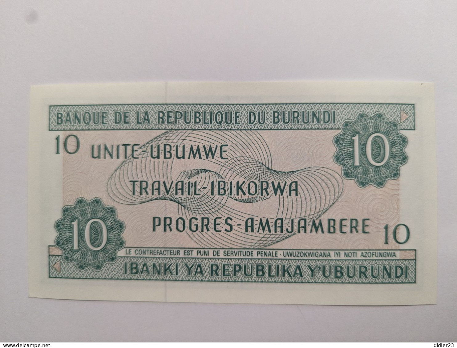 BILLET DE BANQUE BURUNDI - Burundi