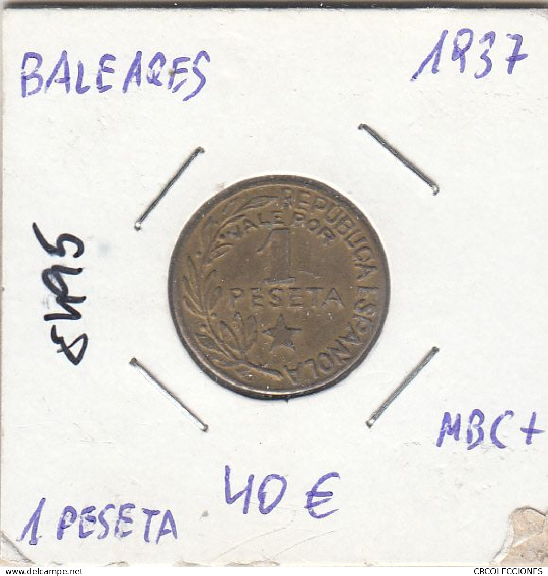 E5495 MONEDA ESPAÑA BALEARES 1 PESETA 1937 MBC+ - 1 Peseta