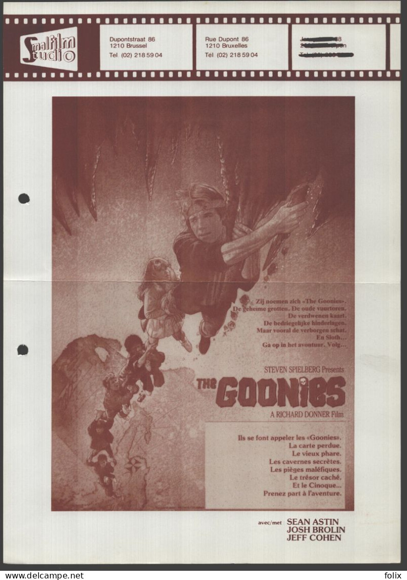 The Goonies - A4 Smalfilm Studio Promotional Poster / Affiche With Synopsis - Affiches & Posters