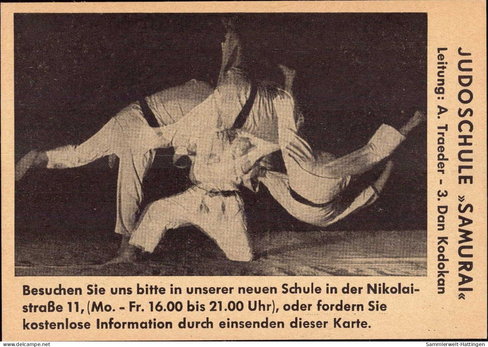 601926 | Sport, Werbekarte Der Judo Schule A. Traeder, Fotografie, Fotomontage, Fotoarbeit  | Hannover (W - 3000), -, - - Personnages