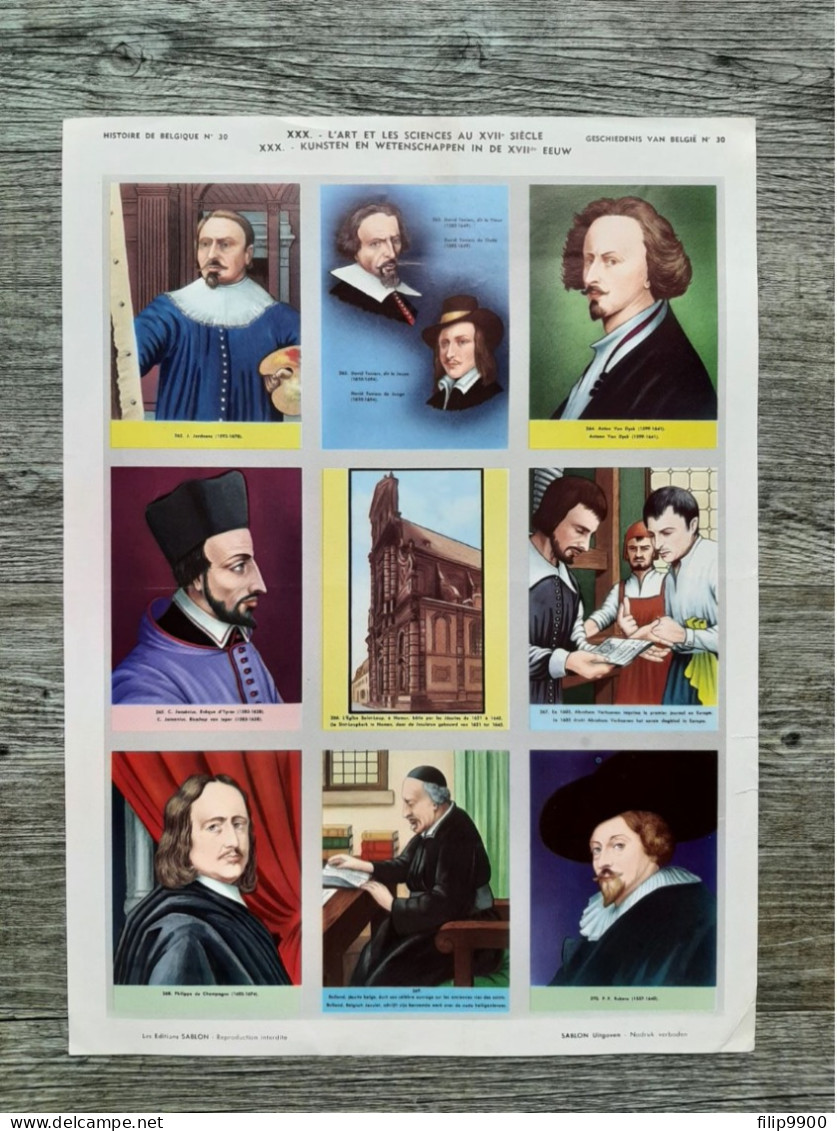 Histoire De Belgique N° 30 - Geschiedenis Van België - SABLON - 33x24.5cm - Learning Cards