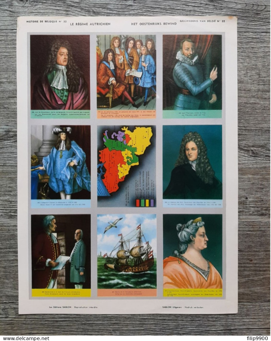 Histoire De Belgique N° 32 - Geschiedenis Van België - SABLON - 33x24.5cm - Learning Cards