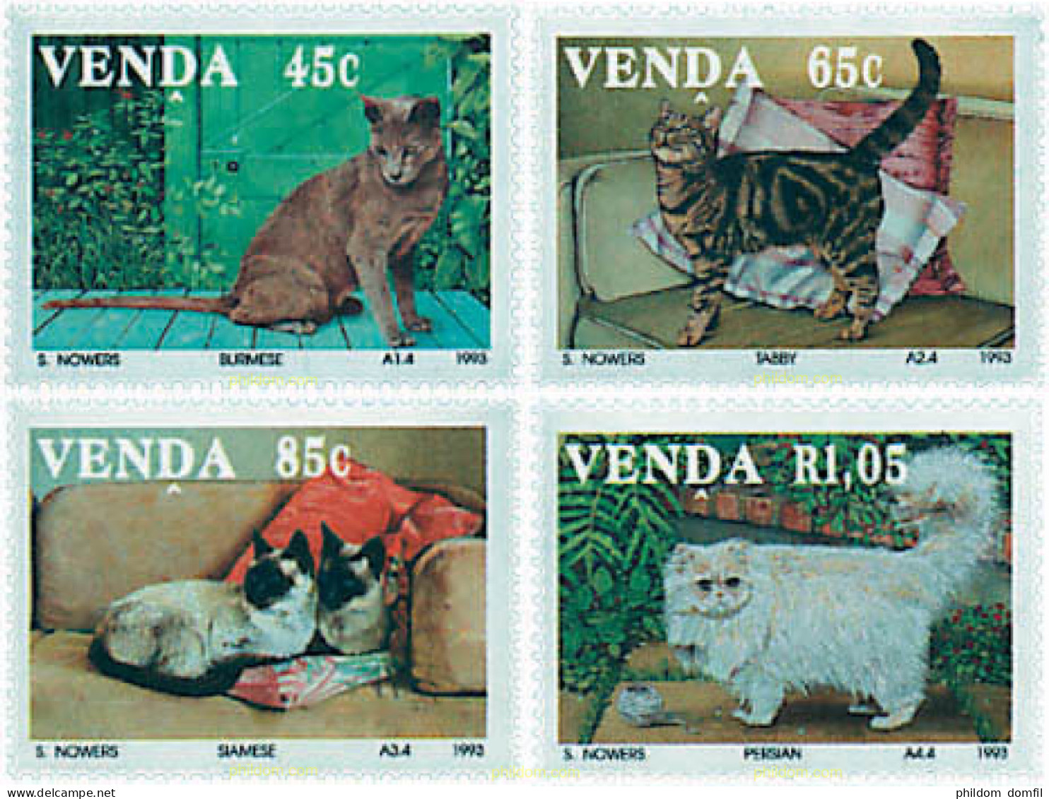 36823 MNH VENDA 1993 GATOS DOMESTICOS - Venda