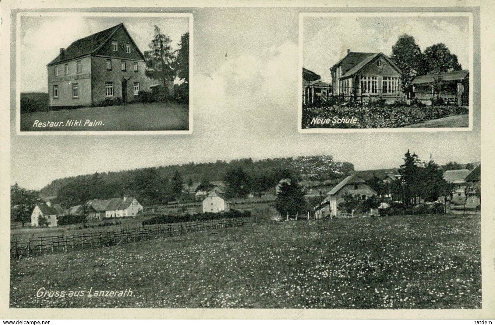 Bullange, LANZERATH, Gruss Aus, Rest. Nikel. Palm., Neue Schule - Büllingen