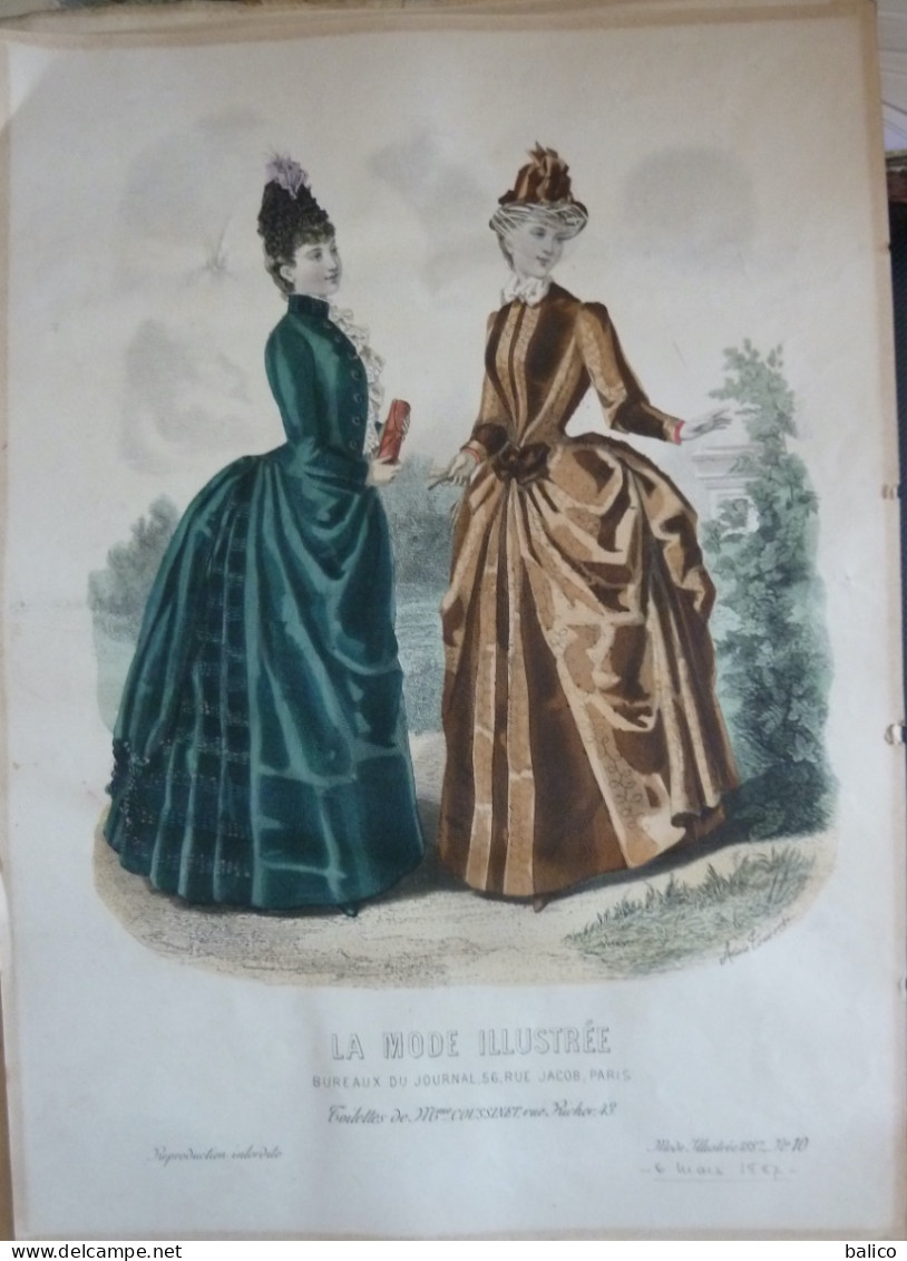 La Mode Illustrée 1887 - Gravure D'époque XIXème ( Déstockage Pas Cher) Réf;  Réf; B 36 - Vor 1900