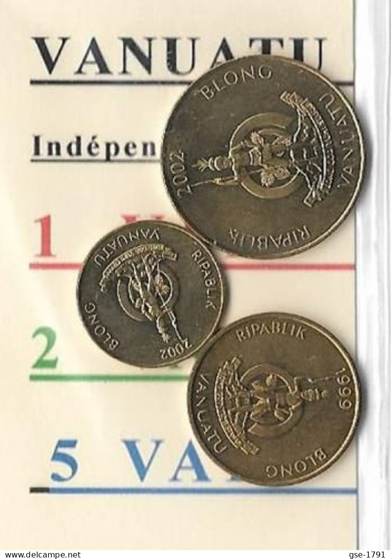 VANUATU 1 - 2 & 5 Vatu   .1ère émission Après L'indépendance.  Les 3 Petites Valeurs En VATU - Vanuatu