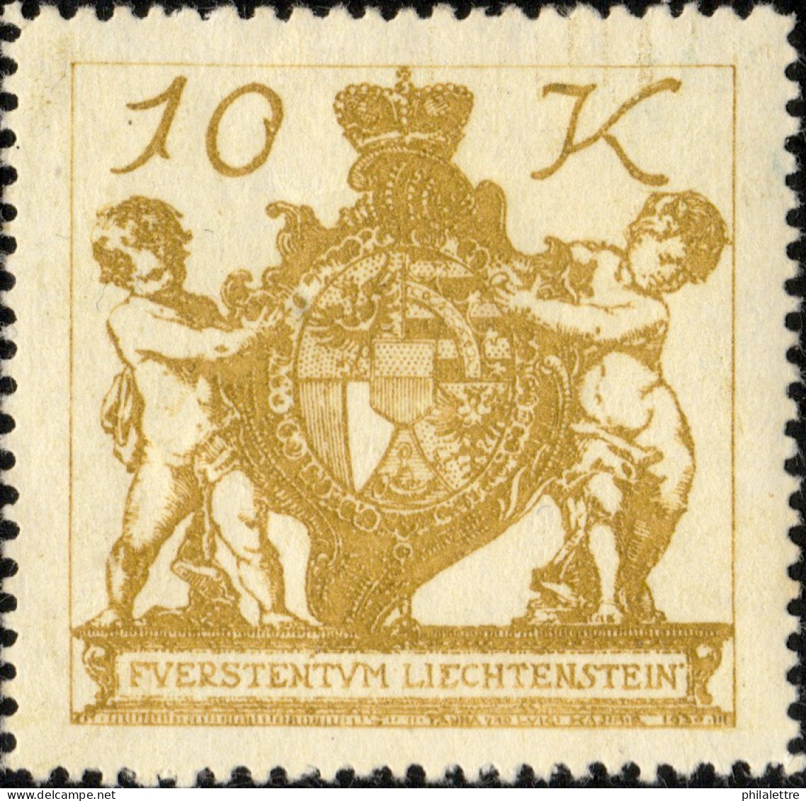 LIECHTENSTEIN - 1920 - Mi.39 - 10Kr Ocher - Mint* (ref.887n) - Unused Stamps