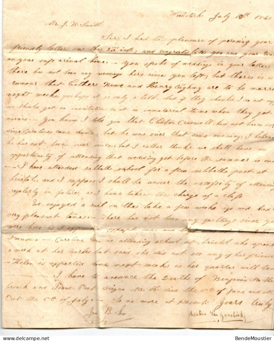 (R103) USA - Kingston 1840 - Red Postal Markings - Paid 6 Cts Rate - Dutchefs ( Dutchess) County New York. - …-1845 Vorphilatelie