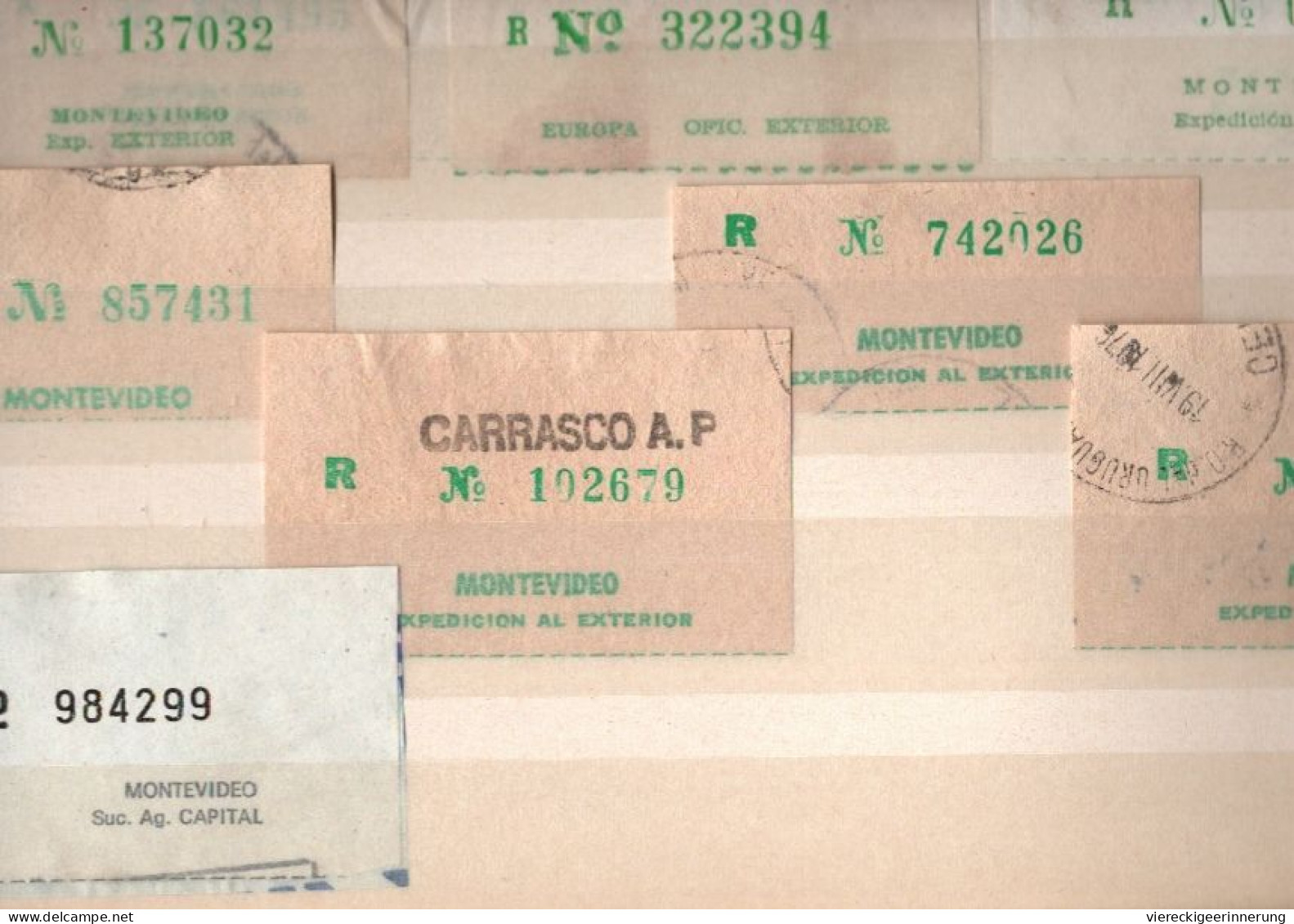 ! 1 Steckkarte Mit 30 R-Zetteln Aus Uruguay, Montevideo, Einschreibzettel, Reco Label - Uruguay