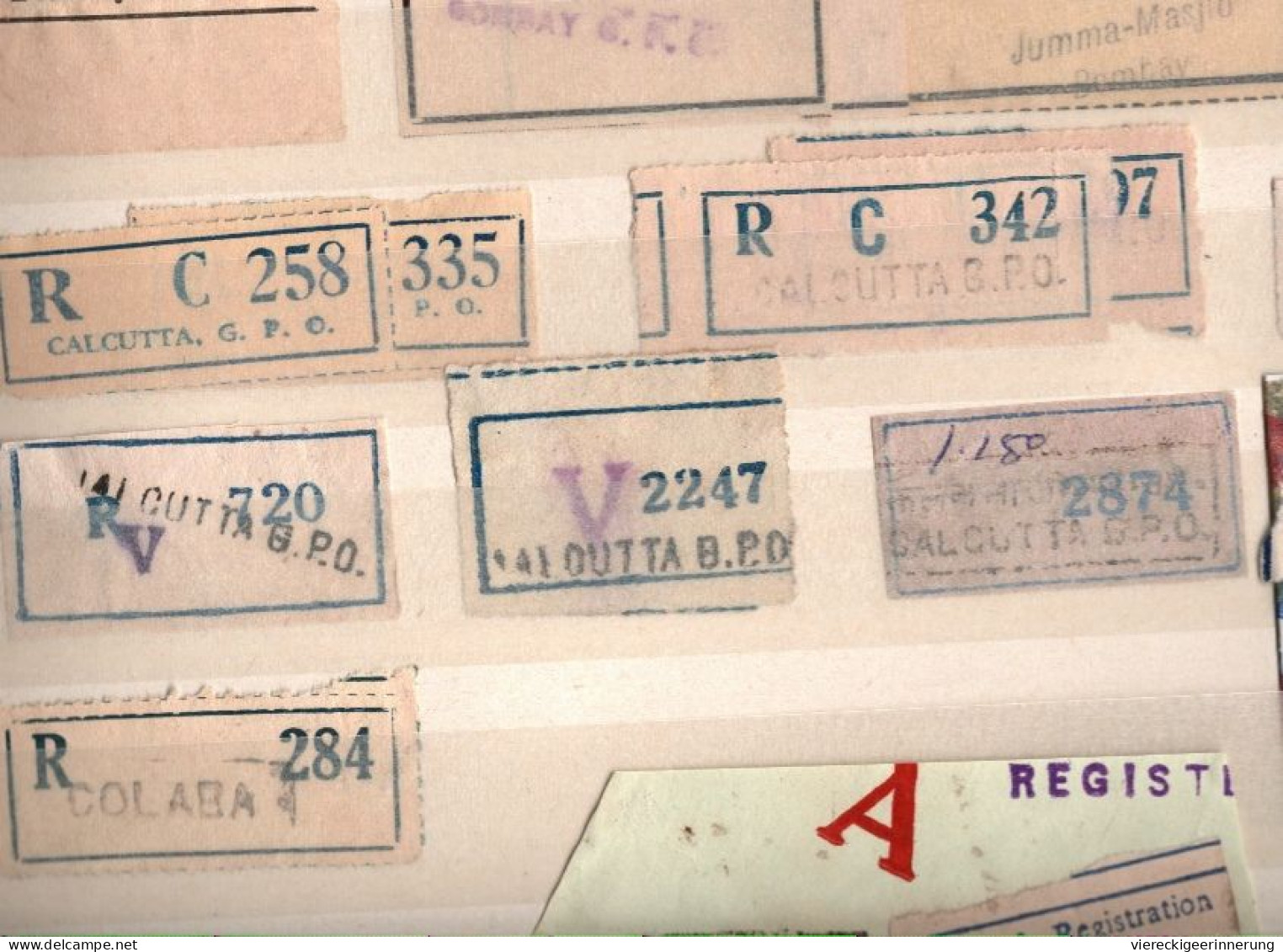 ! 1 Steckkarte Mit 54 R-Zetteln Aus Indien, India, Einschreibzettel, Reco Label - Other & Unclassified