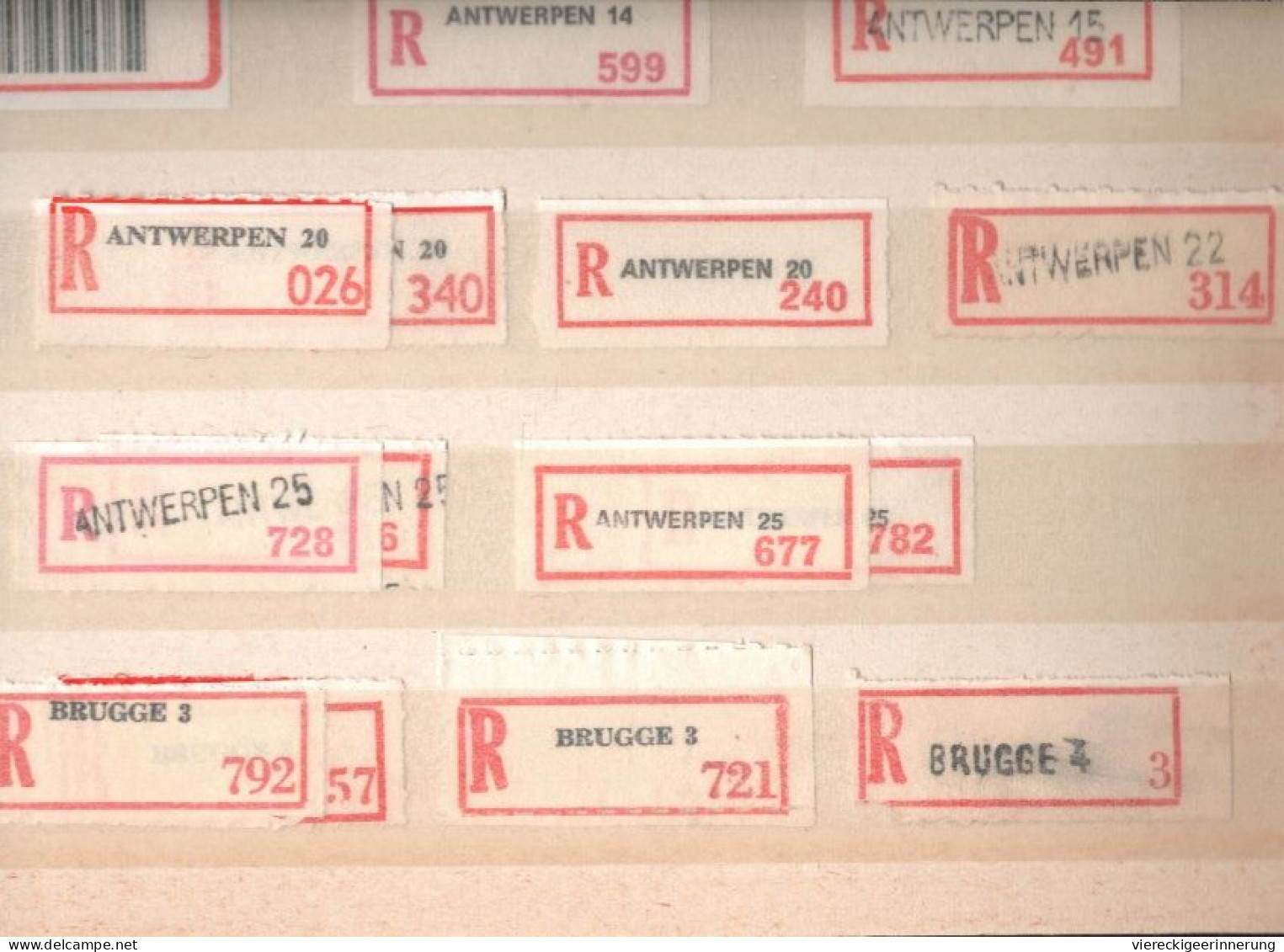 !  Sammlung Im Album Von 210 R + V-Zetteln Aus Belgien, Einschreibzettel, Recozettel - Verzamelingen