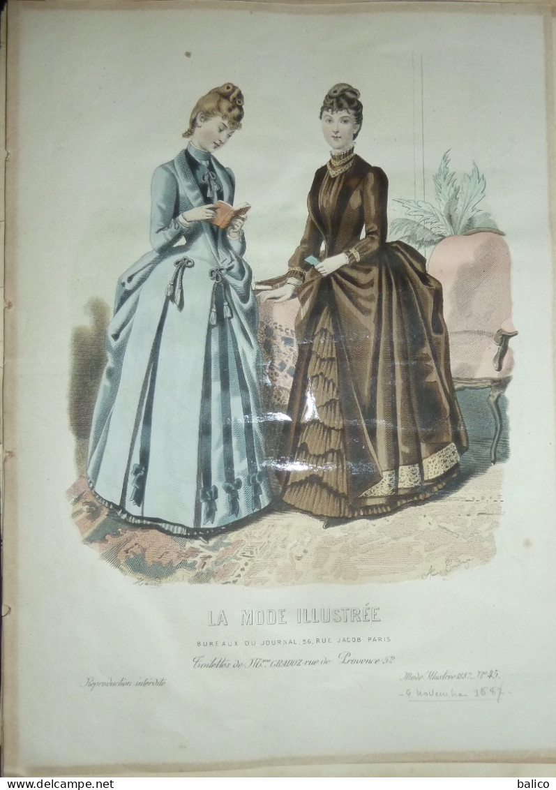 La Mode Illustrée  1887 - Gravure D'époque XIXème ( Déstockage Pas Cher) Réf;  Réf; B 51 - Before 1900