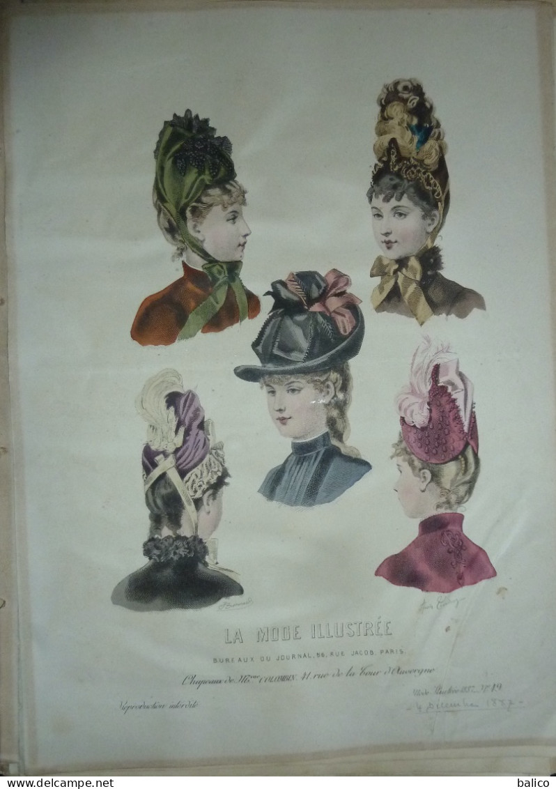 La Mode Illustrée  1887 - Gravure D'époque XIXème ( Déstockage Pas Cher) Réf;  Réf; B 53 - Avant 1900