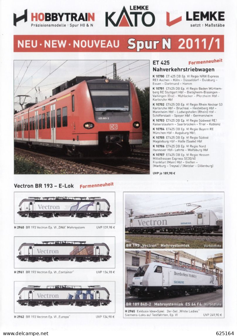 Catalogue LEMKE KATO HOBBYTRAIN 2011-1 Spur N Spur HO Düwag Tram - Allemand