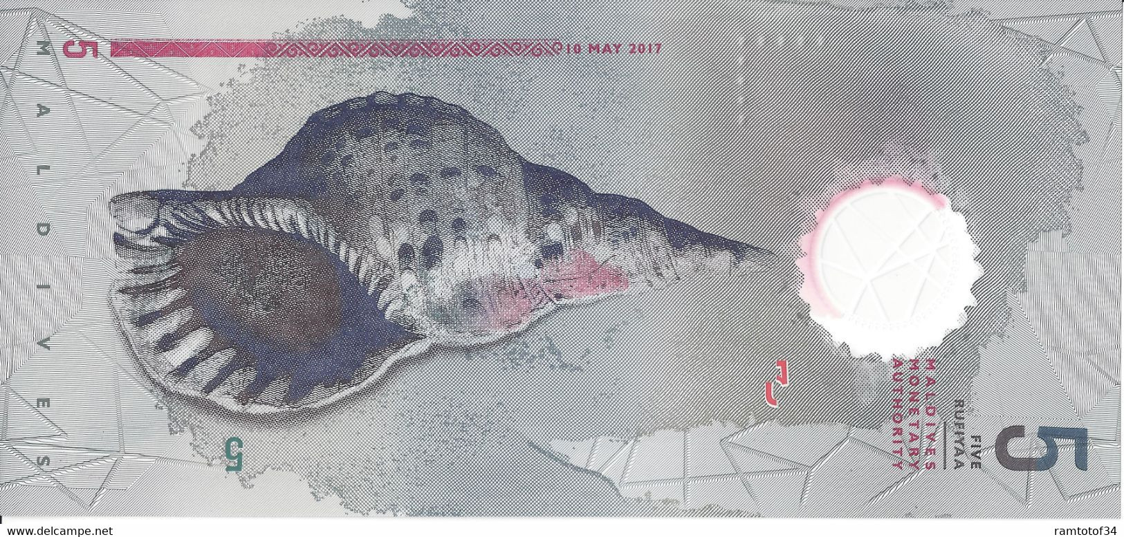 MALDIVES - 5 Rufiyaa 2017 UNC Polymer - Maldives