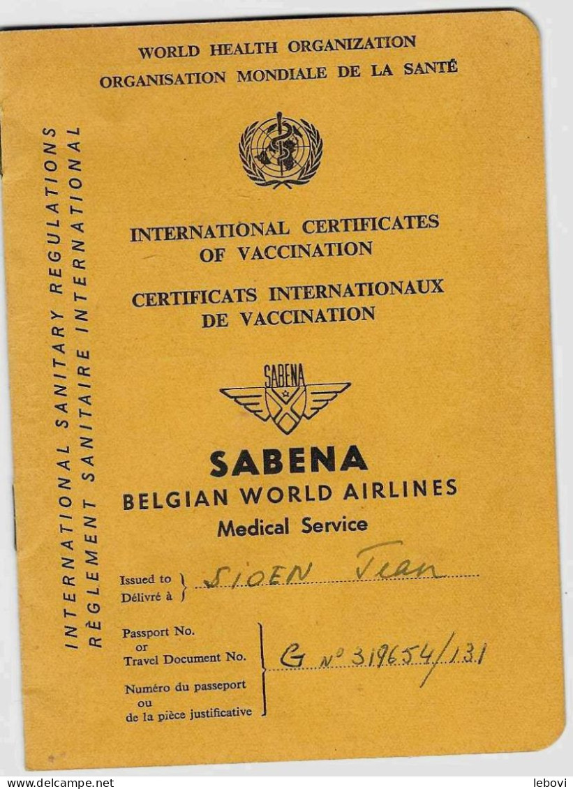 SABENA – Carnet International De Vaccination Contre La VARIOLE (1962) - Avions & Hélicoptères