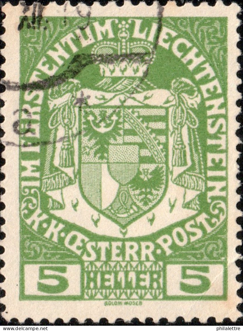 LIECHTENSTEIN - 1917 - Mi.5 - 5h Yellowish Green - VF Used - Used Stamps