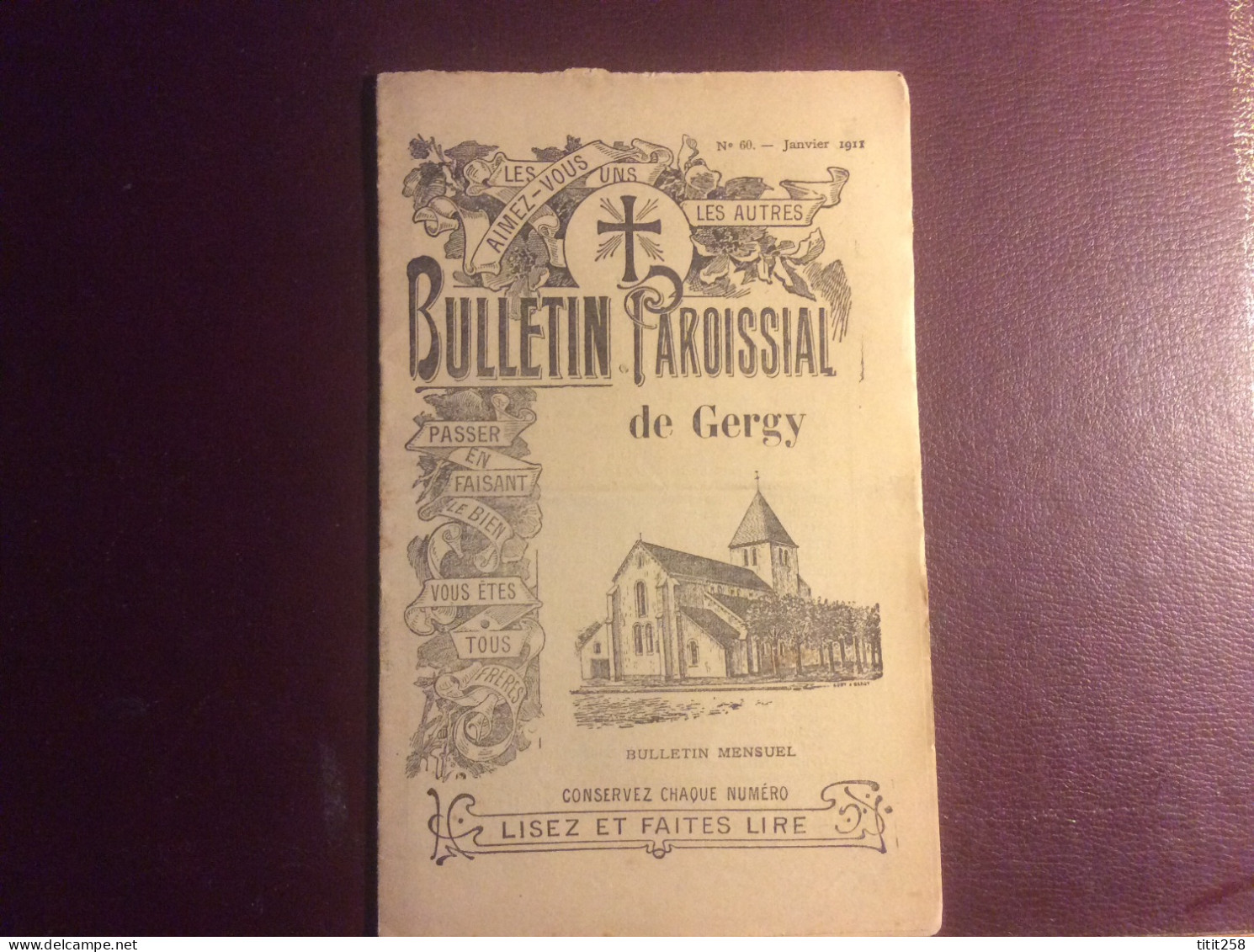 Bulletin Paroissial GERGY 71 ( Chalon Sur Saône ) Janvier 1911 - Bourgogne