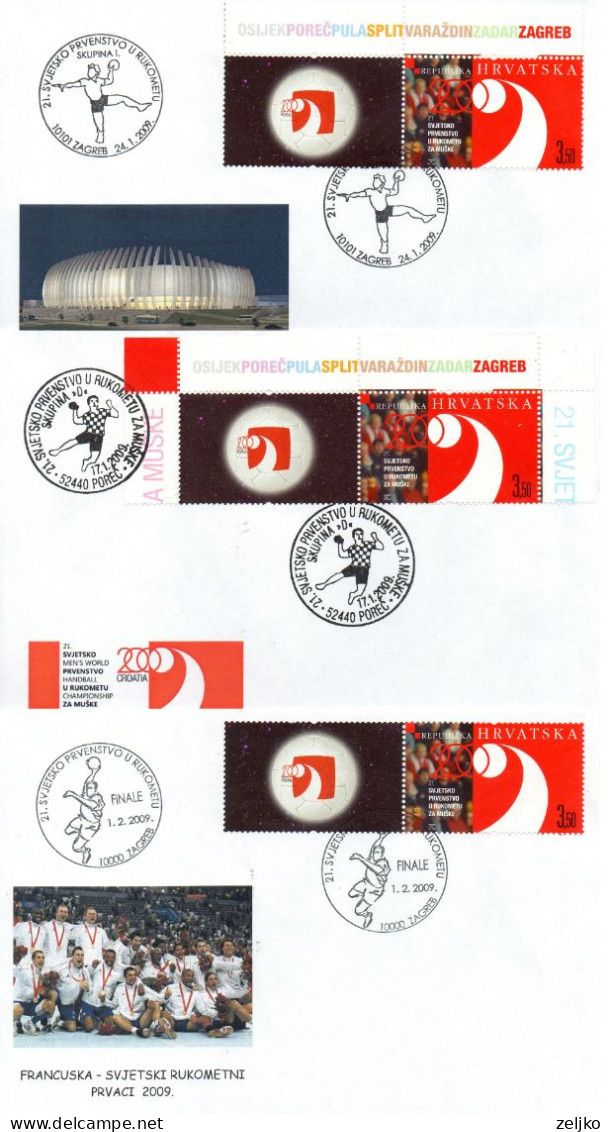 Croatia, Handball, World Championship 2009, All Cancels Used In Croatia, Some Stamps With Vignette - Handball