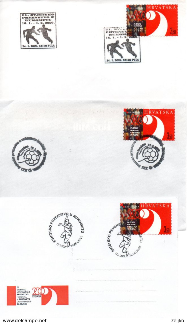 Croatia, Handball, World Championship 2009, All Cancels Used In Croatia, Some Stamps With Vignette - Handbal