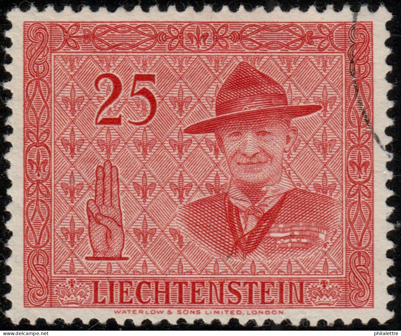 LIECHTENSTEIN - 1953 - Mi.317 25Rp Red - Baden Powell - VFU - (ref.892t) - Used Stamps