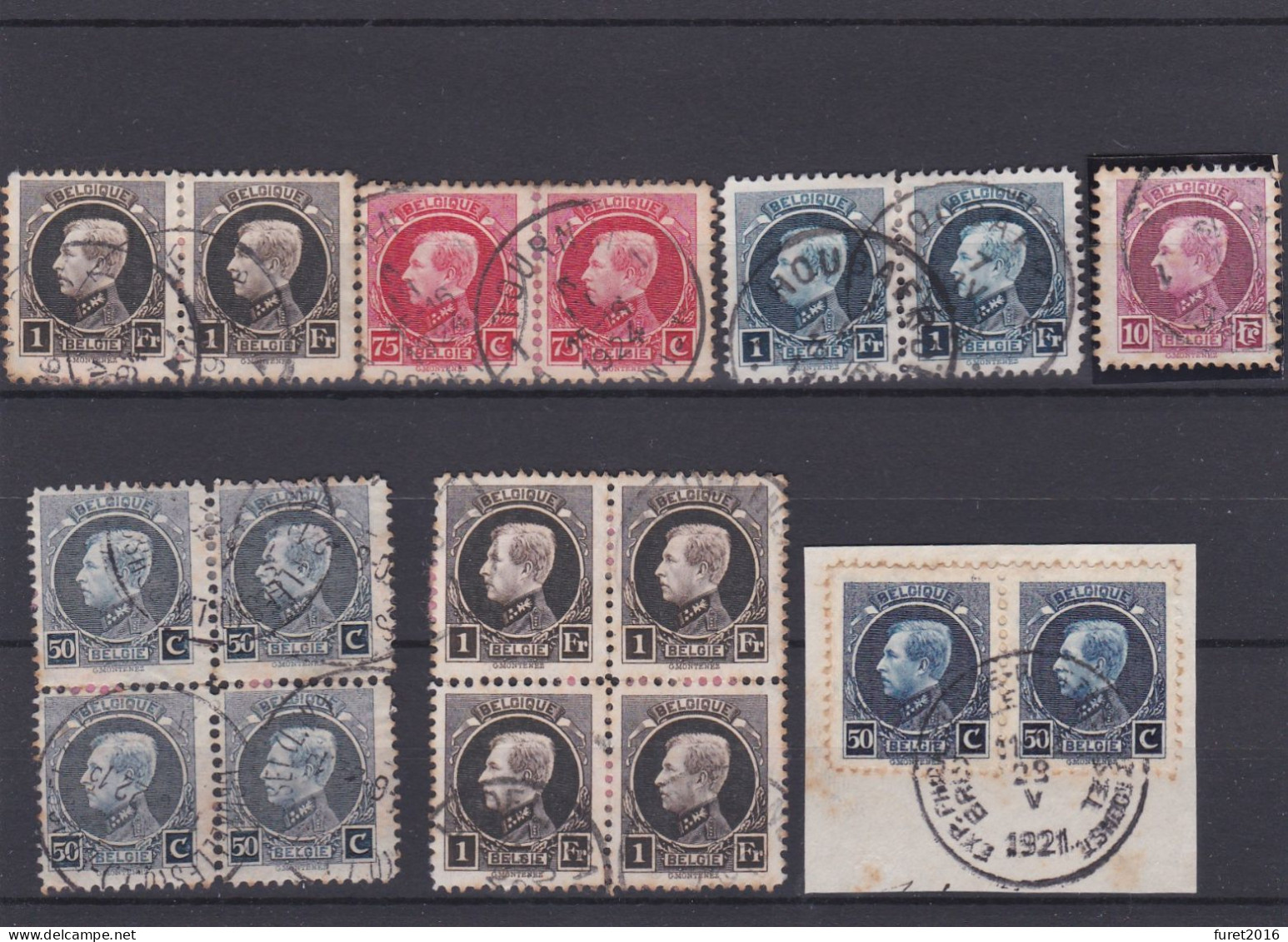 Petit Montenez LOT Oblitérés Dont Bande , Bloc , Paire - 1921-1925 Small Montenez