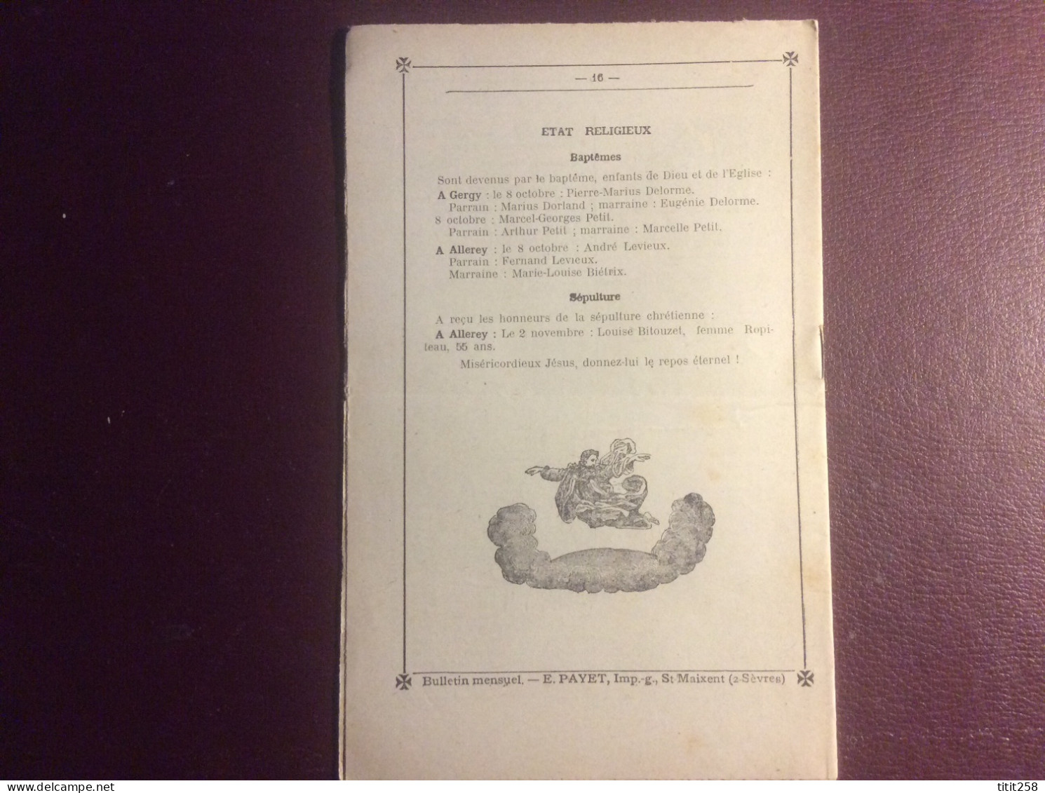 Bulletin Paroissial GERGY 71 ( Chalon Sur Saône ) Novembre 1911 - Bourgogne