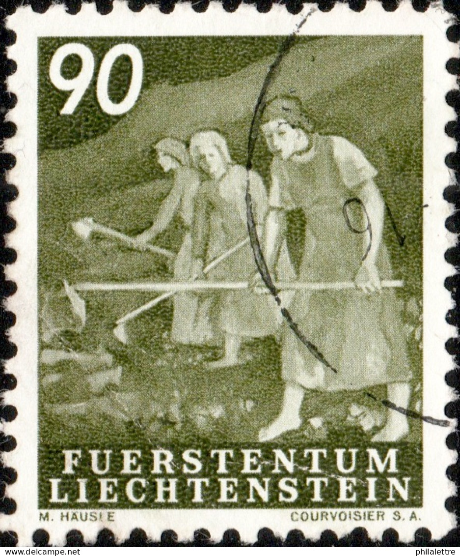 LIECHTENSTEIN - 1951 - Mi.299 - 90Rp Dark Olive Green - VF Used (minor Crease) - Used Stamps