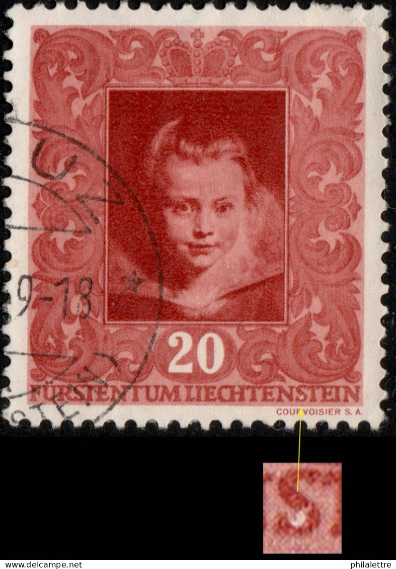 LIECHTENSTEIN - 1949 - Mi.269.I 20Rp Brownish-red - White Spot In "S" ° (fault/défaut) - Gebraucht