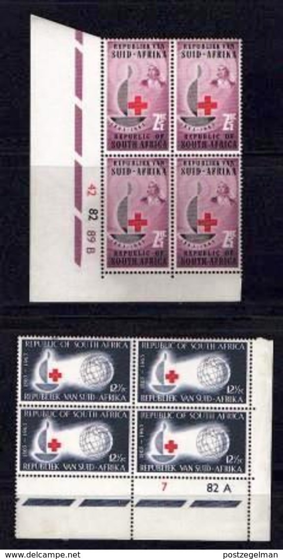 SOUTH AFRICA, 1963, MNH Control Block Of 4, Red Cross, M 314-315 - Neufs