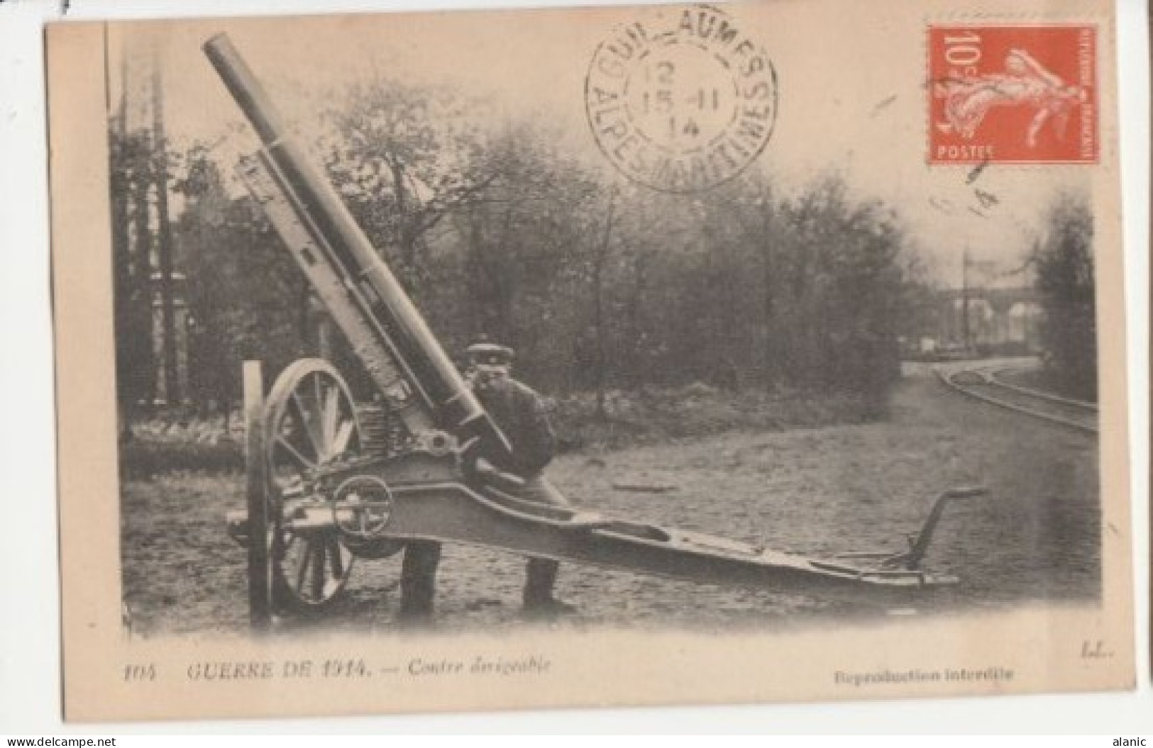 CPA- GUERRE DE 1914 - CONTRE DIRIGEABLE - (MILITARIA -   - CANON //CIRCULEE 1914.TBE - Equipment