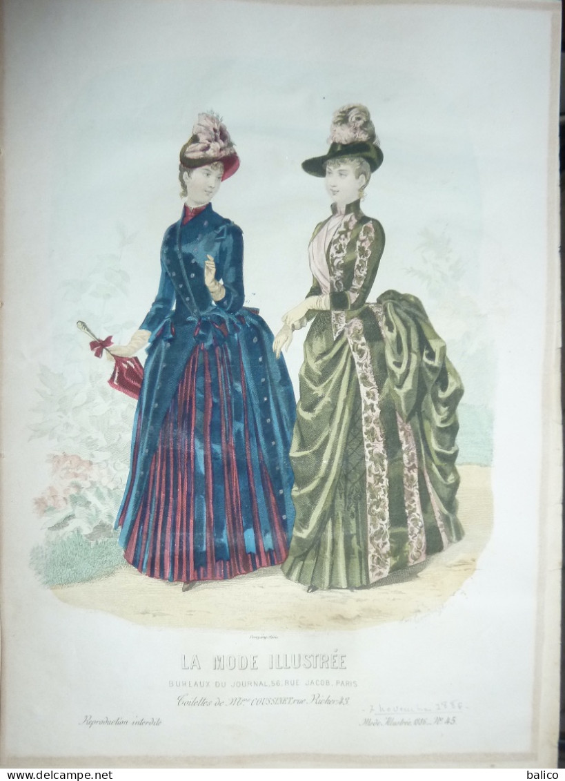 La Mode Illustrée  1886 - Gravure D'époque XIXème ( Déstockage Pas Cher) Réf;  Réf; B 60 - Avant 1900