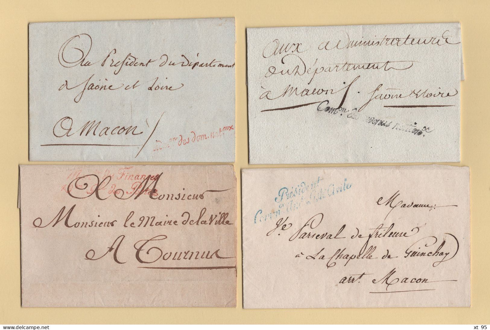 Franchise - Lot De 4 Marques Postales Avec Frappes TB - Lettres Sans Correspondance - 1801-1848: Precursors XIX