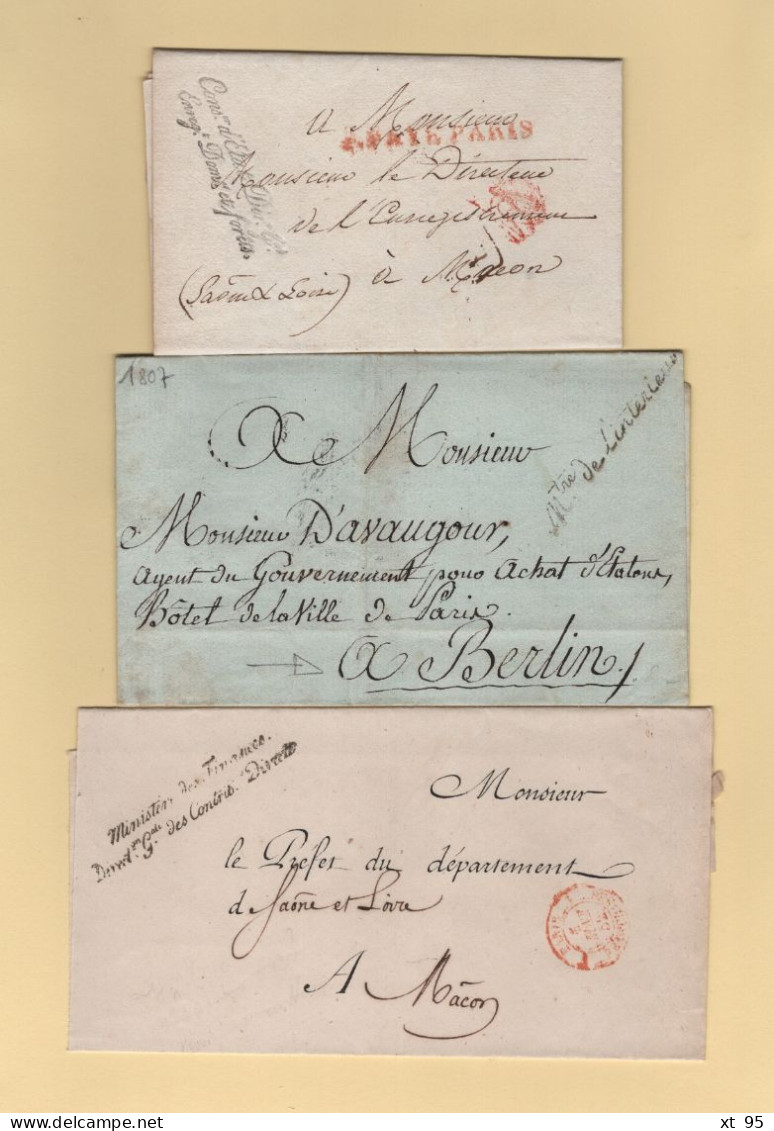 Franchise - Lot De 3 Marques Postales Avec Frappes TB - Lettres Sans Correspondance - 1801-1848: Precursors XIX