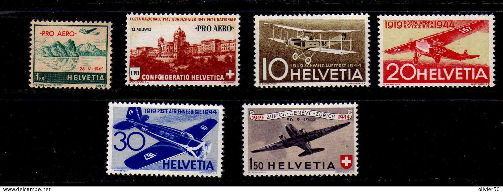 Suisse (1941-44) - P A - Pro Aero -  25e Anniversaire De La Poste Aerienne Nationale - Neufs** - MNH - Neufs